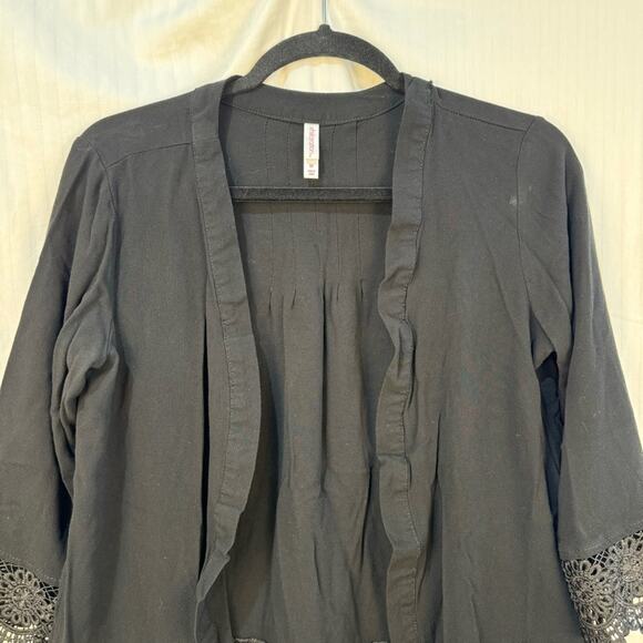 Xhilaration Open Cardigan Rayon Lace Trim Size Medium Whimsigoth Goth Y2K - Picture 2 of 7